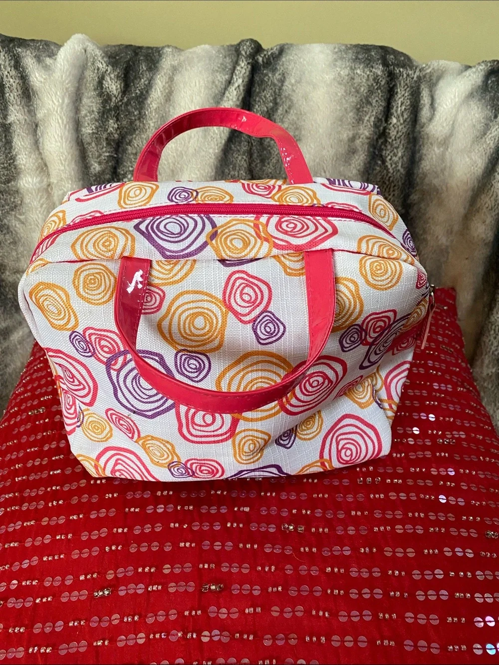 Borghese Colorful Zippered Logo Cosmetic Large Bag